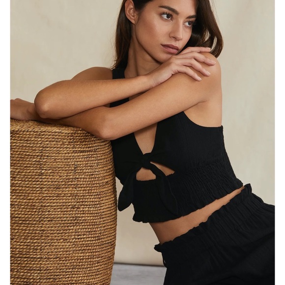 Onia Beach Gauze Tank in Black - Picture 1 of 7